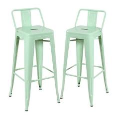 Imagem de Loft7 Home Decor, Kit 2 Banquetas Iron Tolix Alta com Encosto 76 cm - Preto Semibrilho