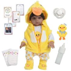 Imagem de Boneco Reborn Menino Cabelo Cacheado Com Roupa Patinho - Cegonha Rebor