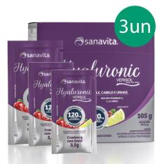 Imagem de Kit 3 Hyaluronic Ácido Hialurônico + Verisol Sanavita 30 Sachês Cranberry + Limão