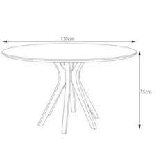 Imagem de Mesa Sala de Jantar Redonda Tampo de Vidro 130cm Off White