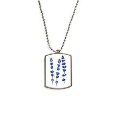 Imagem de DIYthinker Colar de animais de estimação com pingente de corrente de aço inoxidável com flor de lavanda 