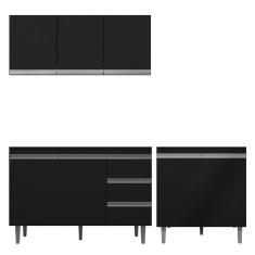 Imagem de Cozinha 03Pçs Aéreo 120Cm Balcão Pia E Cooktop Preto