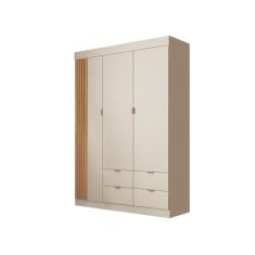 Imagem de Guarda Roupas Infantil Bebê Ayla 4 Gavetas 3 Porta Off White Acetinado - Phoenix Baby