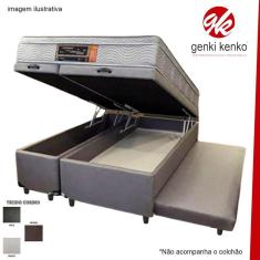 Imagem de Cama Box Bau Queen Com Auxiliar Espuma Ortopédica Corino