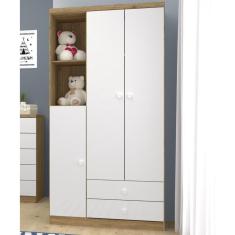Imagem de Guarda Roupa Infantil 3 Portas Lápis de Cor Rústico/Branco
