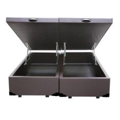 Imagem de Cama Box Baú Casal Bipartido Homequeen Sintético Marrom 41X138x188