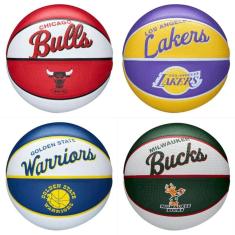Imagem de Bola de Basquete Mini Retro Esportiva Times NBA Tamanho 3 Resistente Colecionador Infantil Wilson
