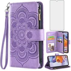 Imagem de Asuwish Capa de telefone para LG Stylo 6/Stylo6 Plus/K71 Stylus capa carteira com protetor de tela de vidro temperado e flor flip porta-cartão de crédito suporte celular LGStylo6 6+ 6plus estilo 06