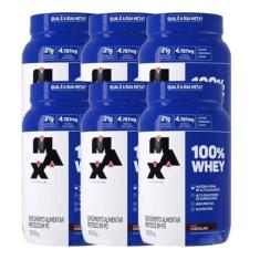 Imagem de Kit 6 100% Whey Max Titanium Pote 900g Chocolate Suplemento