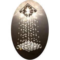 Imagem de Lustre de Cristal k9, para quarto, base de inox 20x20cm com 70cm de Altura