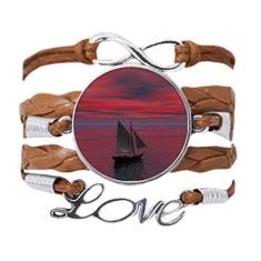 Imagem de DIYthinker Pulseira com pingente de corda de amor com corrente de amor para pessoas do céu vermelho oceano