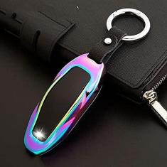 Imagem de TPHJRM Capa de chave do carro em liga de zinco, capa da chave, adequado para Tesla Model S Modelo 3 Modelo X Acessórios de ajuste do protetor de chave