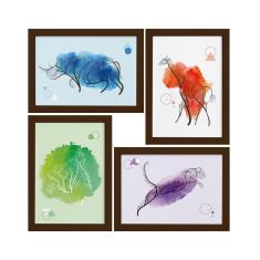 Imagem de Quadros Decoração Minimalista Animais Safari Moldura Marrom 22X32cm 4Un