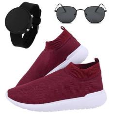 Imagem de Kit Tênis Masculino Academia Super Leve Vermelho + Relógio Digital Sil