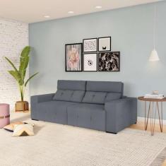 Imagem de Sofá 3 Lugares Retrátil E Reclinável Castro Suede Cinza - Mobly