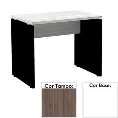 Imagem de Mesa De Escritório Pé Painel Pe25 Em Mdp 150 X 60 Cm Cor Walnut E Base Branca