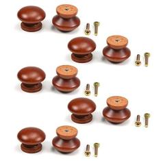 Imagem de Bettomshin 25 peças puxadores redondos de madeira 35 x 26 mm/1,38" x 1,02" (DxA) móveis de armário cozinha verniz puxadores puxadores para gaveta de cômoda guarda-roupa material de madeira maciça