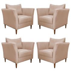 Imagem de Kit 4 Poltronas Decorativa Sala de Estar Pés Palito