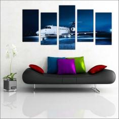 Imagem de Quadro Decorativo Avião Aeronave Salas 5 Peças Com Moldura - Vital Qua