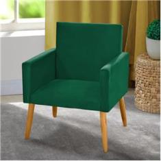 Imagem de Poltrona Decorativa Nina Pés Retrô Suede Verde Militar