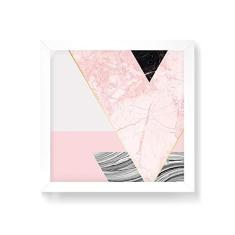 Imagem de Arte Maníacos Quadro Decorativo Geométrico Triângulos Mármore  - 50x50cm (Moldura em laca )