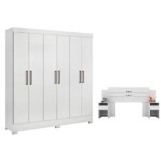 Imagem de Jogo Cabeceira E Guarda Roupa Casal Bona Branco