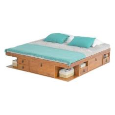 Imagem de Cama King Size com Gavetas Bali Meu Móvel de Madeira - Nozes