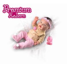 Imagem de Bebê Reborn Menina 100% Silicone E Realista Com Mamadeira - Milk Brinq