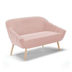 Imagem de Namoradeira 02 Lugares Veludo Rosê Pés Palito Natural