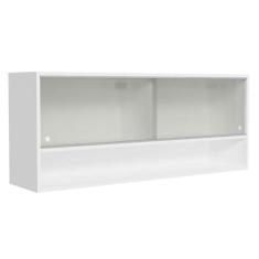 Imagem de Armário Aéreo 120cm 2 Portas Correr Vidro Pontilhado 1 Nicho Branco para Cozinhas Glamy, Lux e Reims Madesa