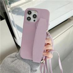 Imagem de Capa de telefone com alça de pulso crossbody para iphone 13 12 15 14 11 pro max xs xr 8 7 plus couro do plutônio capa à prova de choque, roxo, para iphone xs max