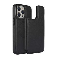 Imagem de POYUFRG Capa magnética para iPhone 15 Pro Max/15 Pro/15 Plus/15, 2 em 1, carteira destacável com suporte para cartão, capa de couro com função de suporte, preta, 15Pro