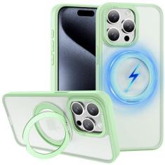 Imagem de ZHK Anel rotativo de 360° para iPhone 15 Pro capa magnética, [à prova de quedas de grau militar] [painel traseiro fosco translúcido] Capa de telefone fina antiderrapante fosca para iPhone 15 Pro de