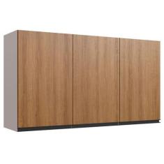 Imagem de Armário Aéreo Cozinha 120 Cm 3 Portas 2 Prateleiras Fumê/Montana - Qui