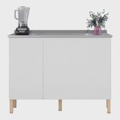 Imagem de Balcão de Cozinha Com Pia Inox 120cm Minsk K02 Branco - Mpozenato