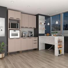 Imagem de Cozinha Modulada Completa 6 Peças Com Painel Bancada Gourmet E Tampo Stylo Luciane Móveis Cinammon
