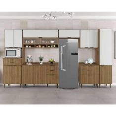 Imagem de cozinha completa paris com paneleiro 13 pt 8 gv nogal e branca