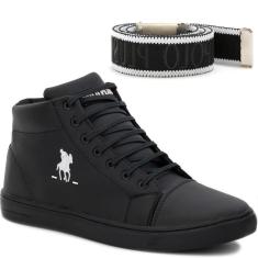 Imagem de Kit Tênis Casual Fecho De Cadarço Masculino e Cinto Com Detalhes-Masculino