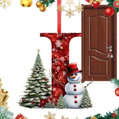 Imagem de Enfeites de Natal com letras de de neve,Enfeites de Natal,Amuleto exclusivo para carro com letras do alfabeto - Decoração acrílica de A a Z, suprimentos para festas, peças centrais de Natal para guirl