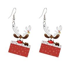Imagem de Chapéu de Natal de acrílico exclusivo para cães e gatos, brincos chiques de alce de animais de estimação, brincos de decoração para mulheres, enfeite de Natal, joias de Natal, Resina, acrílico