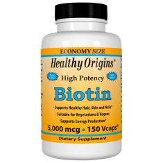 Imagem de Biotin Biotina 5,000 Mcg (150 Vcaps) Healthy Origins