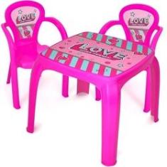 Imagem de Mesa Infantil Com 2 Cadeira Infantil Love - Usual Utilidades