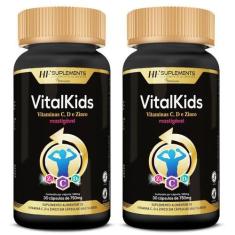 Imagem de 2X Vitalkids Vitamina C D Zinco Infantil 30Caps Mastigavel - Hf Suplem