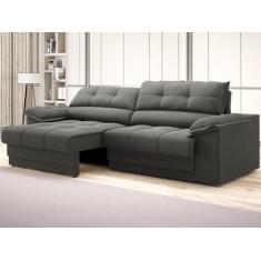 Imagem de Sofá Com Carregador Usb Retrátil Reclinável Mimo 2,30M Velosuede Cinza