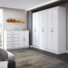 Imagem de Guarda-Roupa Luna 6 Portas 2 Gavetas Com Cômoda 2 Portas 5 Gavetas Bra