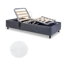 Imagem de Cama Solteiro Motorizada Suéde Branco 100x209x44 Sem Fio - Pilati