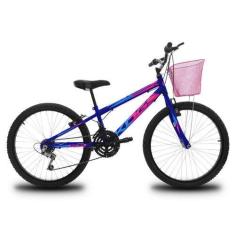 Imagem de Bicicleta Infantil para Menina Aro 24 com 18 Marchas KOG Azul Signos e