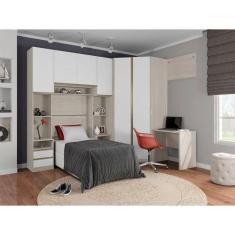 Imagem de Guarda Roupa Solteiro De Canto C/ Escrivaninha 7 Gavetas Leg - KIT