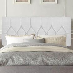 Imagem de Painel Estofada Istambul Botão Capitonê 195cm King Size Para Cama Box Quarto Corino Branco - Gat Magazine