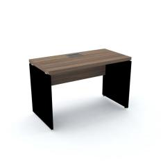 Imagem de Mesa De Escritório Pé Painel Com Caixa De Tomada Pe40 Em Mdp 134 X 60 Cm Walnut Base Preta